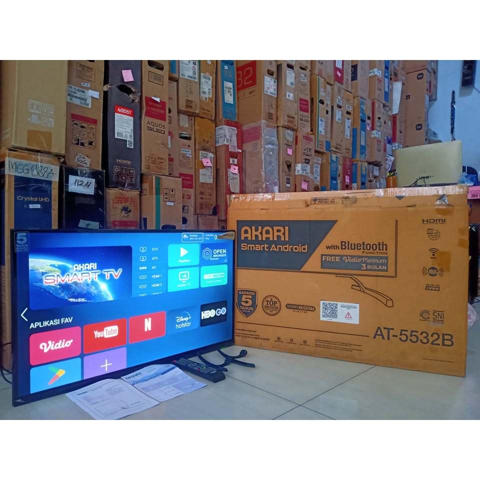 TV AKARI ANDROID 32 INC KONDISI MULUS LENGKAP KARTU GARANSI 4952