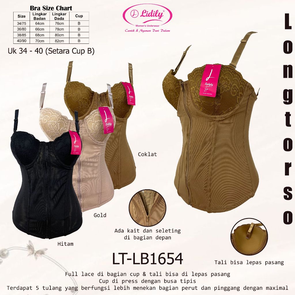 Longtorso Lydyly Dalaman Kebaya Corset Shapewear Peramping Badan Korset LB1654