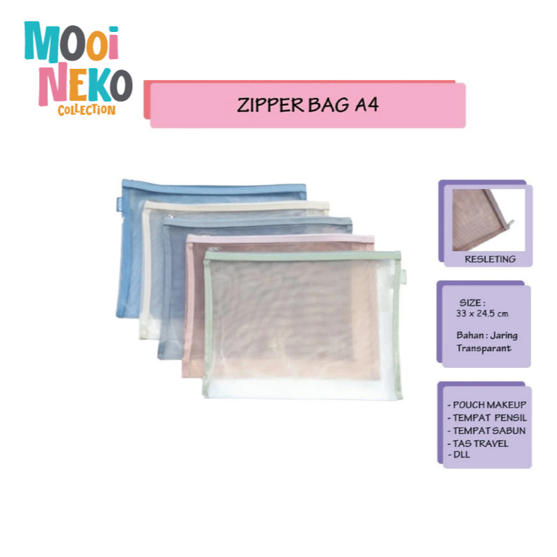 

Zipper Bag A4 / Map Zipper / Map Jaring / Zipper Map / Tas Kosmetik / Tas Jaring Resleting / Pouch Makeup / Map File A4