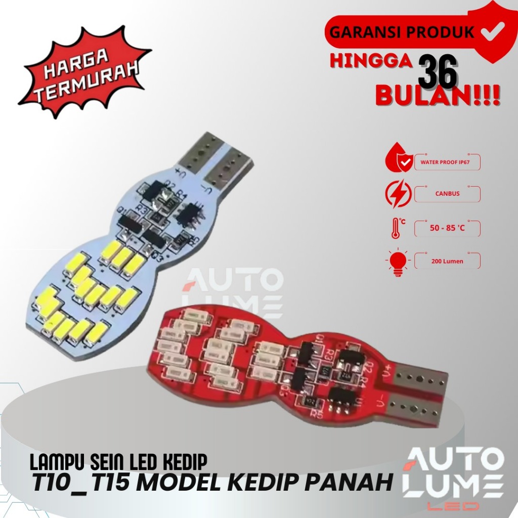 Autolume Lampu LED T10 T15 Sein Strobo 30 Mata 3014 – Kedip Arah, Universal Motor Mobil TERMURAH - G