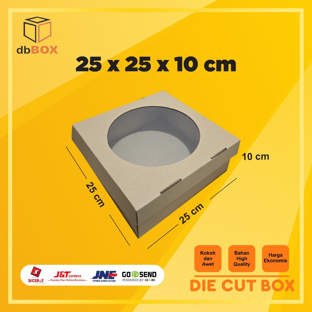 

BOX KUE MIKA 25x25x10 cm kardus die cut, untuk kue hampers gift box
