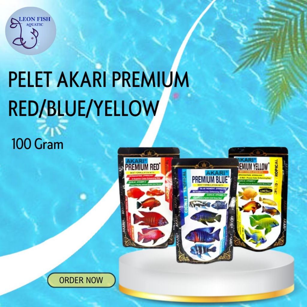 PELET PAKAN AKARI Premium Blue Red Yellow Ikan Hias Lainnya - 100 Gram ECER GROSIR