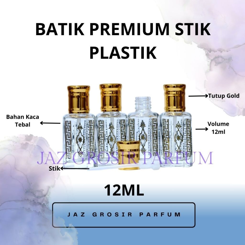 ( 1 PCS ) Botol Tola Batik 12 ML Model Botol Parfum Tola Batik Printing Gold - Botol Tola VIP 12ML
