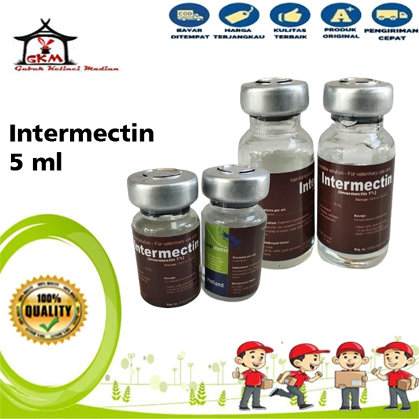 Intermectin 5ml Injek Obat Kutu Gudik Cacing Scebis Hewan Ternak