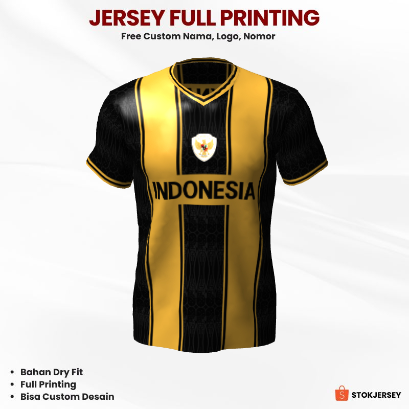 Kaos Jersey Futsal Timnas Hitam Gold Motif Geometris 595 - Jersey Olahraga Custom