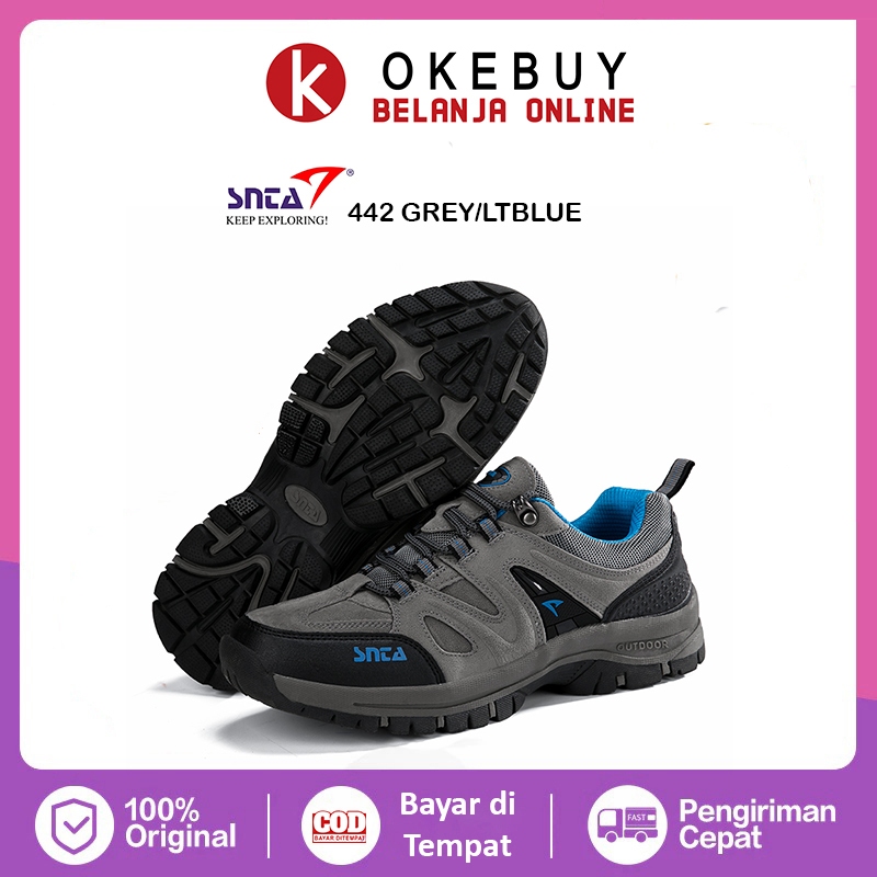 Sepatu Gunung Pendek / Hiking SNTA 442 Grey ltBlue