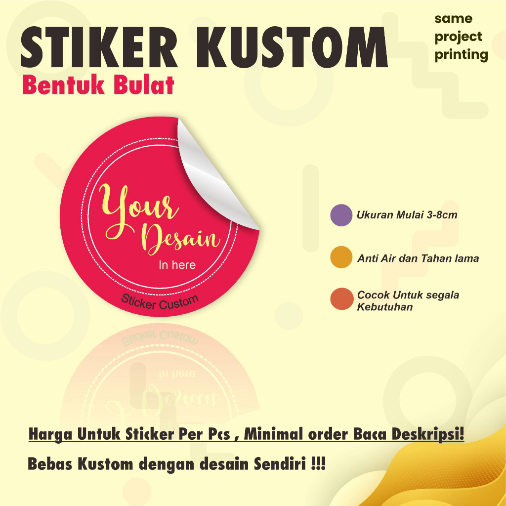 

Cetak Stiker Label Kustom Bulat / Sticker Logo Usaha/ Stiker Label Makanan Bahan Glossy Paper