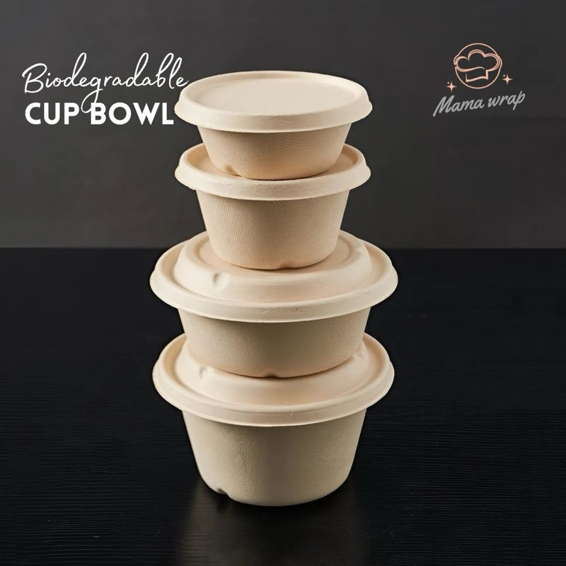 Bagasse Disposable Cup Bowl Mangkuk Sekali Pakai Sup Salad Nasi Bagasse Ramah Lingkungan