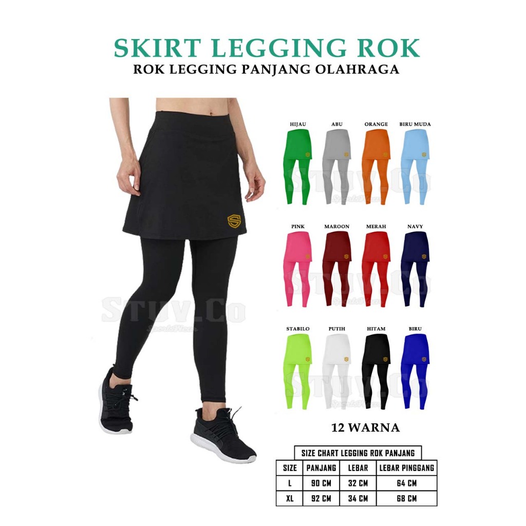 ROK LEGGING PANJANG STUVCO Rok Legging Olahraga Senam Jogging Yoga Rok Legging Panjang Elastis