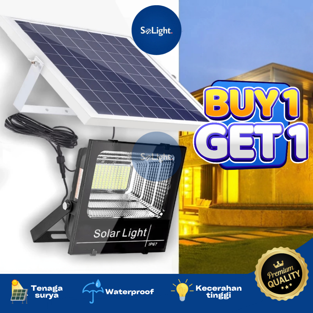 [Solight] Lampu Tenaga Surya Outdoor Solar Panel Sorot LED 12000mAh Power Bank