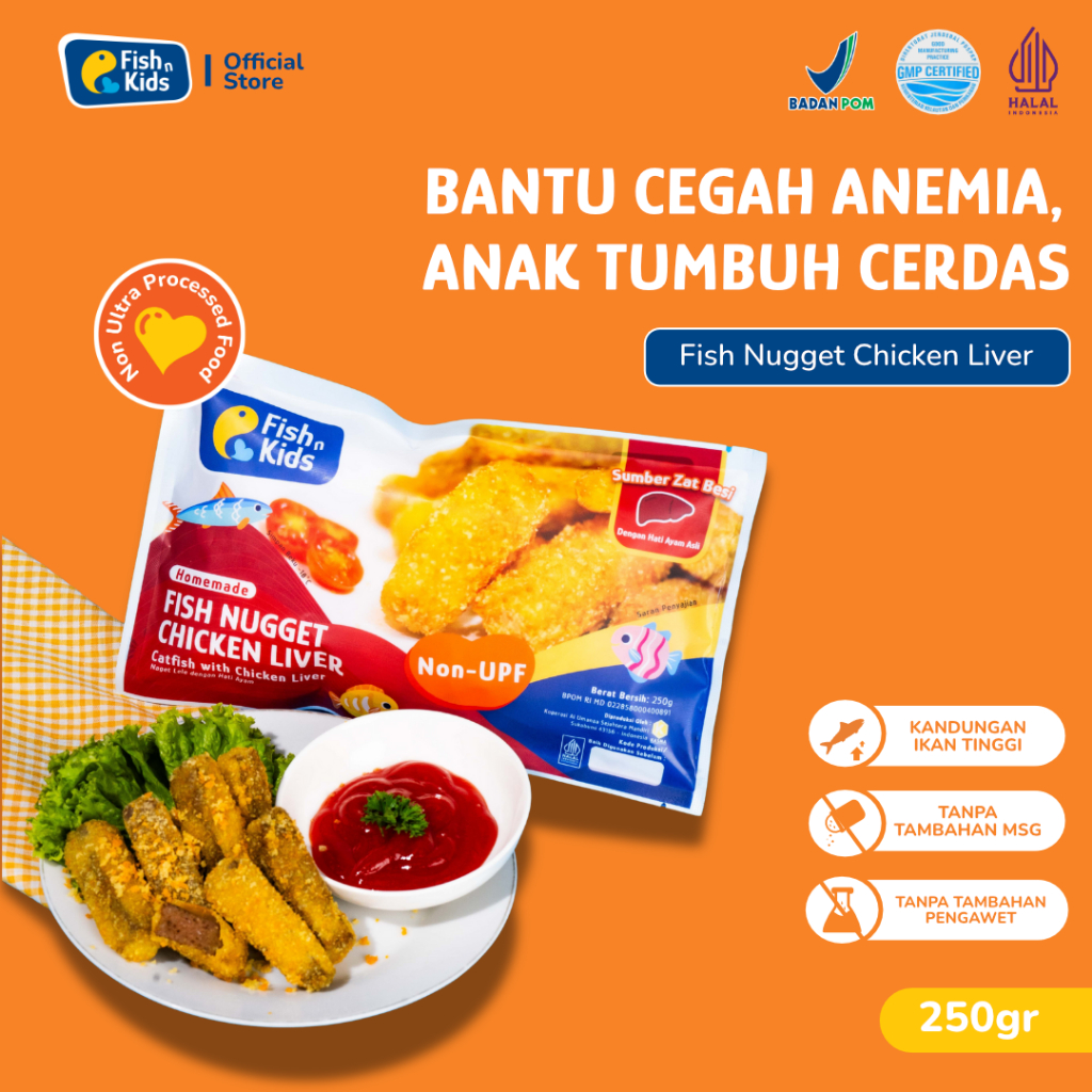 

Nugget Homemade MPASI Ikan Lele + Ati Ayam 250 gram/ Frozen Food Non MSG Fish n Kids