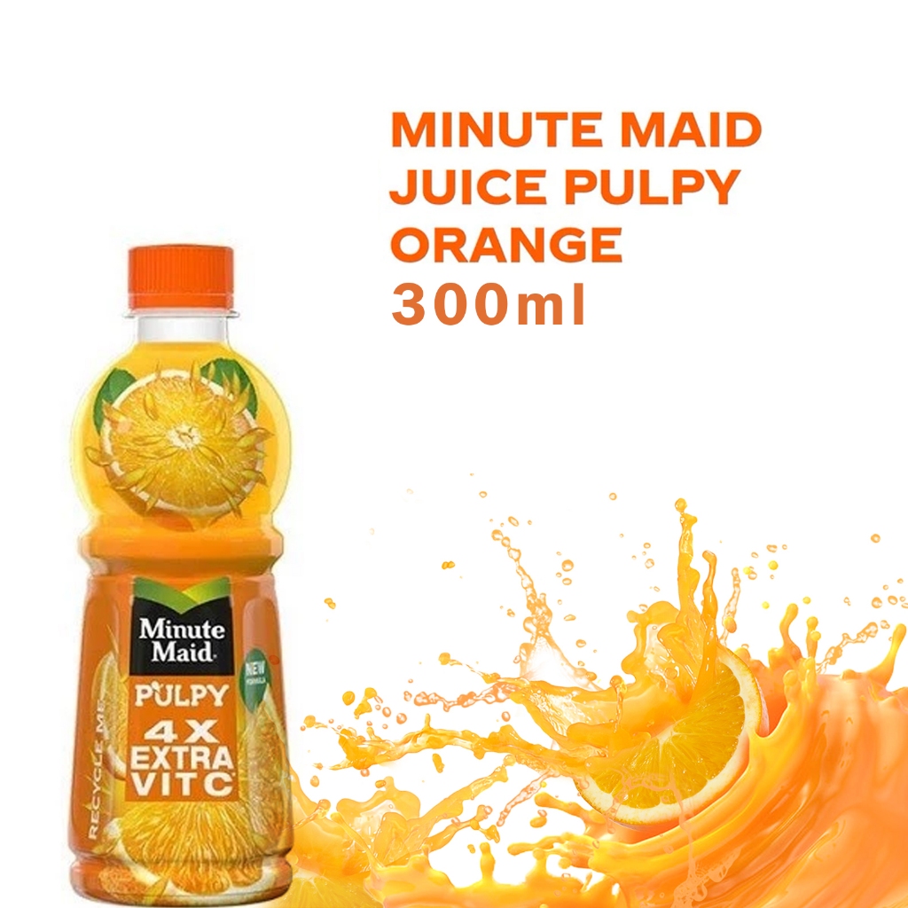 

Pulpy Orange Minute Maid 300ml PET | Minuman Jeruk Botol Jus Tinggi Vitamin C, Dari Buah Asli