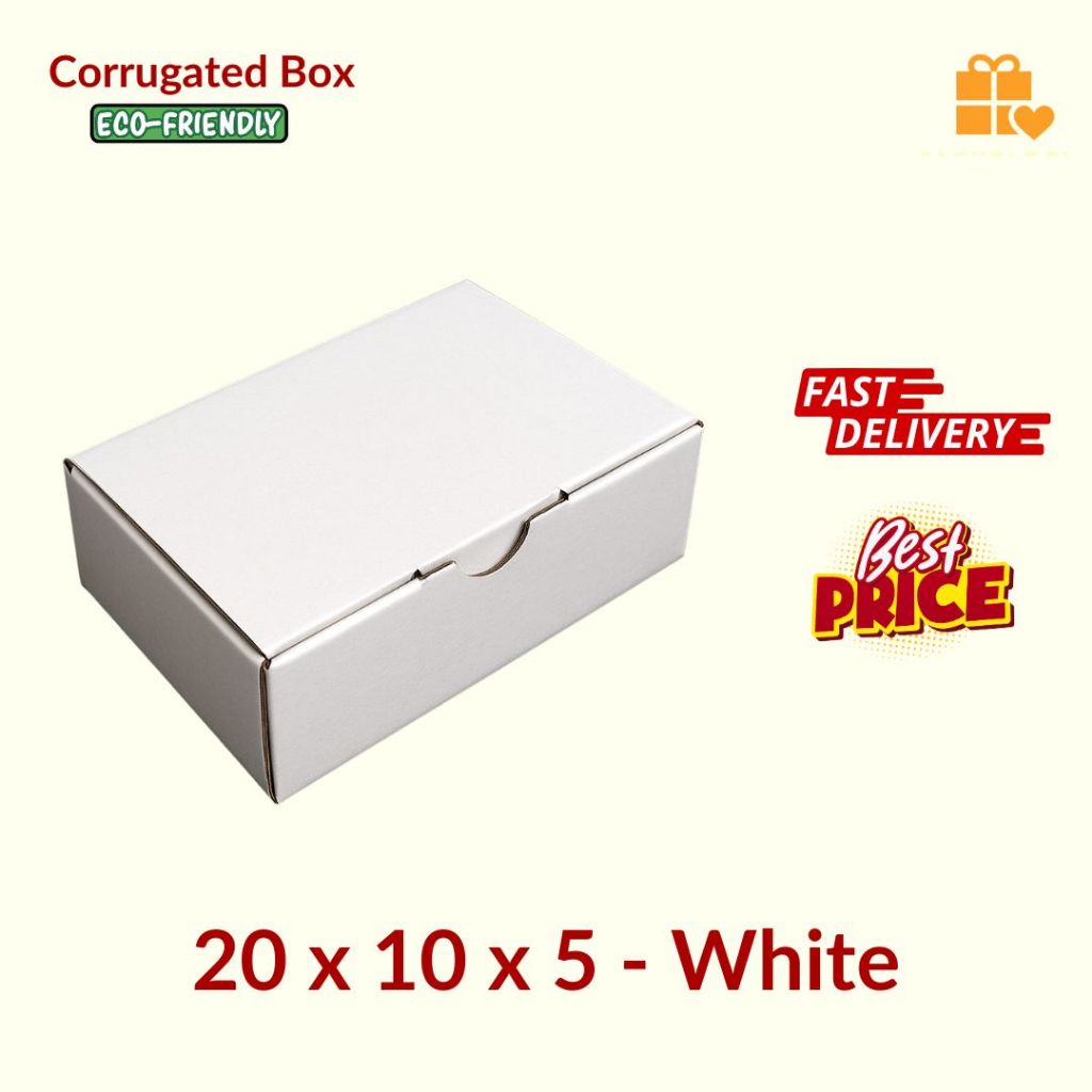 

Kardus Die Cut 20x10x5 PUTIH - Karton Box Dus Packaging Hampers Pizza Kue Roti Donat Brownies Polos Murah