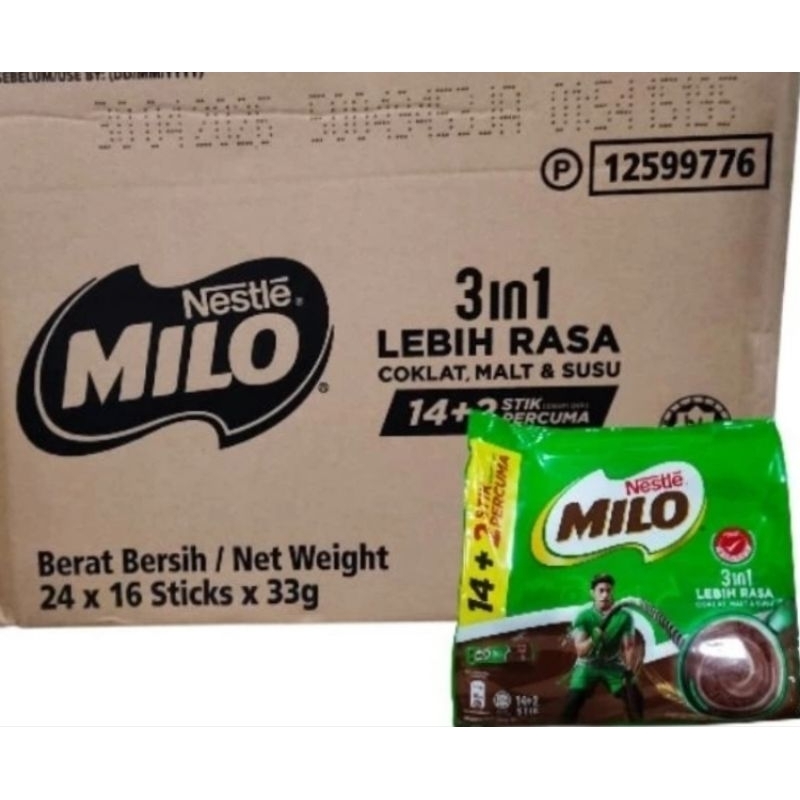 

Milo 3in1 Nestle Original Malaysia 24 x 16Sticks x 33Gram