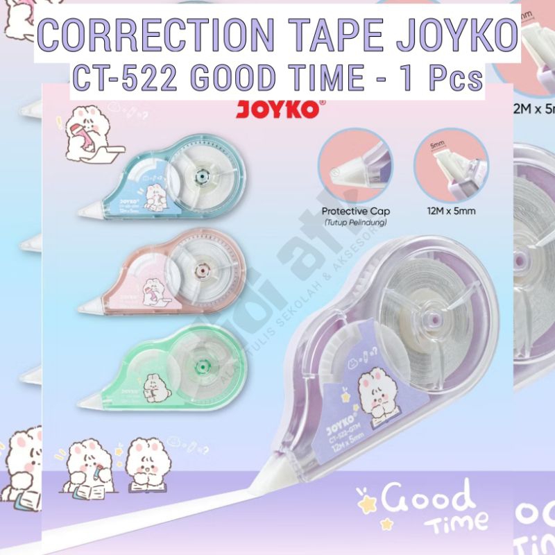 

Correction Tape Joyko CT-522 GOOD TIME Tipek Kertas 12M x 5mm 1 Pcs