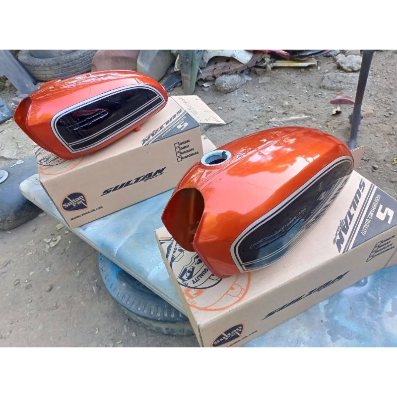 TANGKI HONDA CB125 MEREK SULTAN PART CAT MOTIF ORIGINAL CB125 TANGKI SULTAN MERAH OREN BIRU TANGKI C