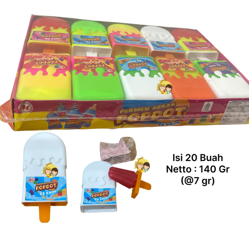 

GROSIR - Permen POPDOT ES KRIM 20 X 7 Gr Rasa Buah Strawberry by Jadoel_Snack