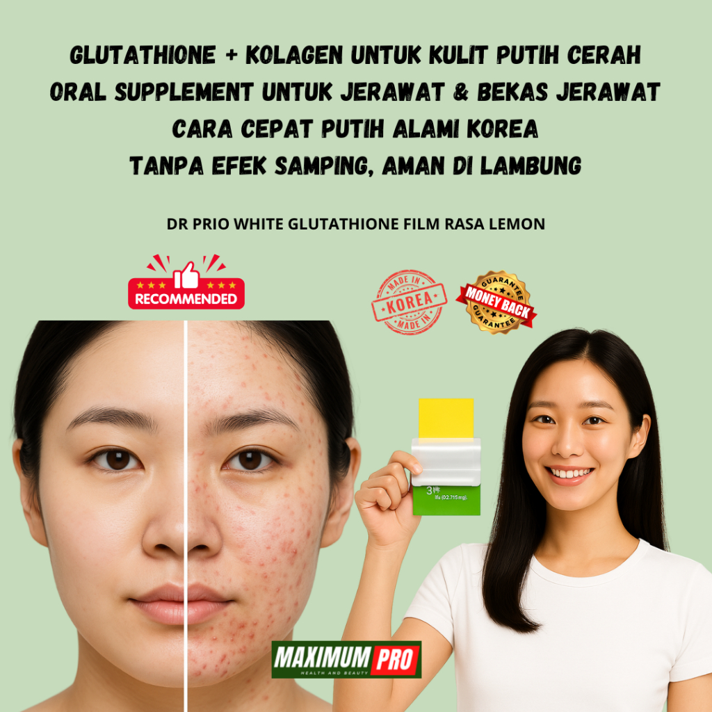 Glutathione hyaluronic acid vitamin c kolagen pemutih mencerahkan kulit oral supplement jerawat kore