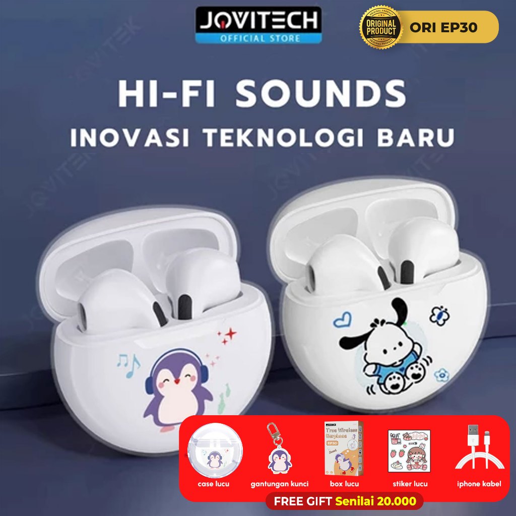 Jovitech 2025 style Headset Bluetooth Dengan Casing Karakter Lucu Inpods Versi 5.3 Suara Hifi Kualit