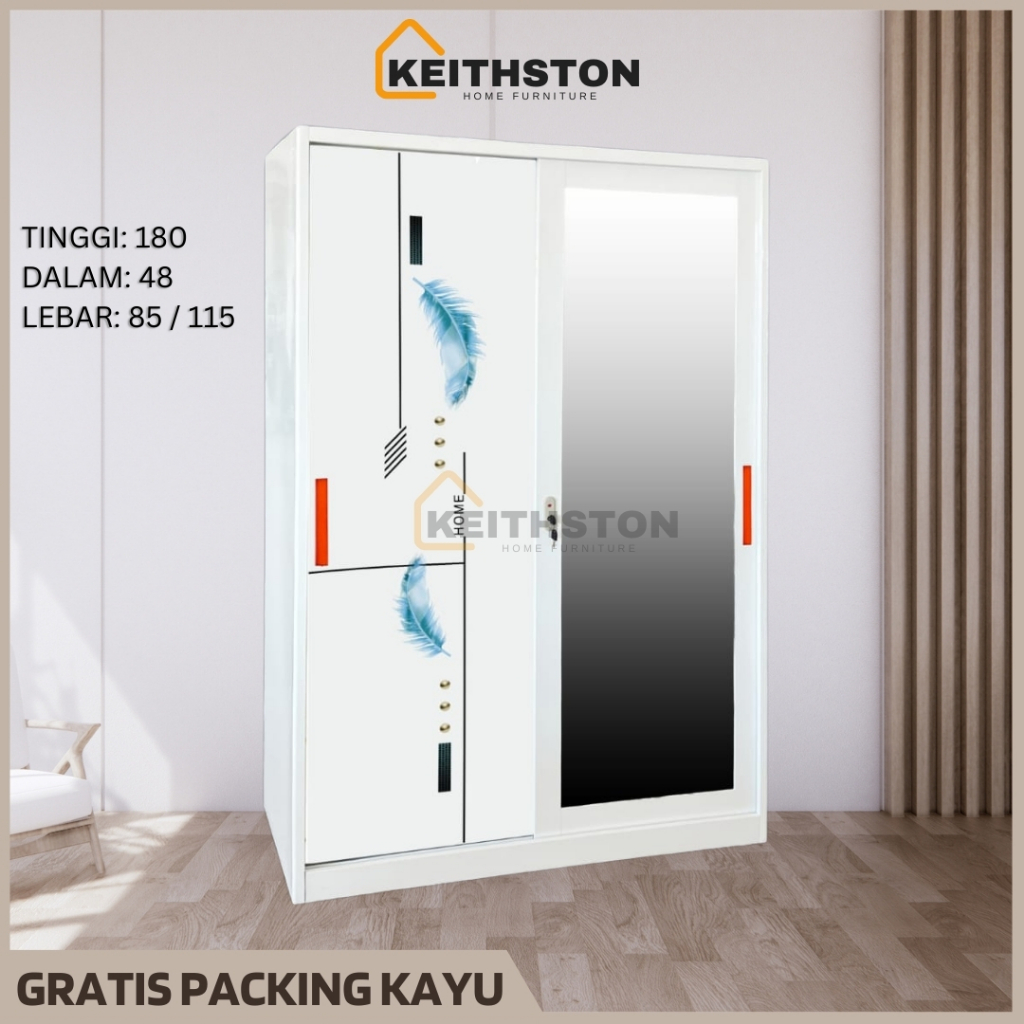 MPJ Lemari Baju Sliding Besi - Lemari Baju Sliding - Lemari Baju 2 Pintu - Lemari baju Sliding kacaL
