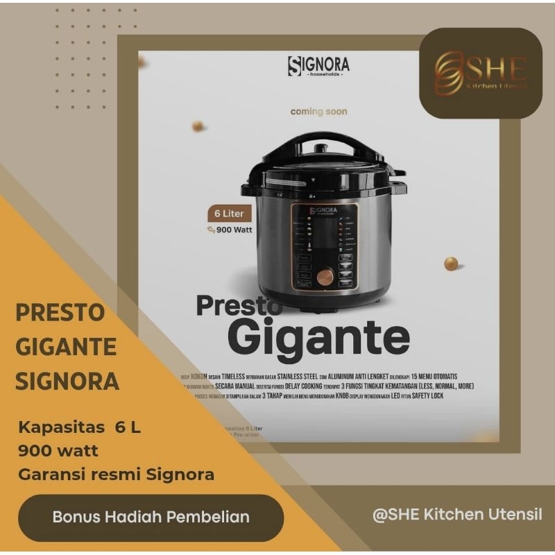 Presto Gigante Signora Pressure Cooker 6 L