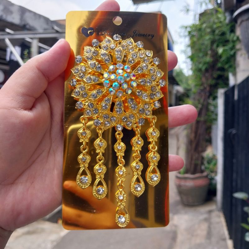 Bros Kebaya Pengantin Besar Elegan Mewah / Bros Kutubaru Bunga Jumbo / Bros Manten Clips Aksesoris G