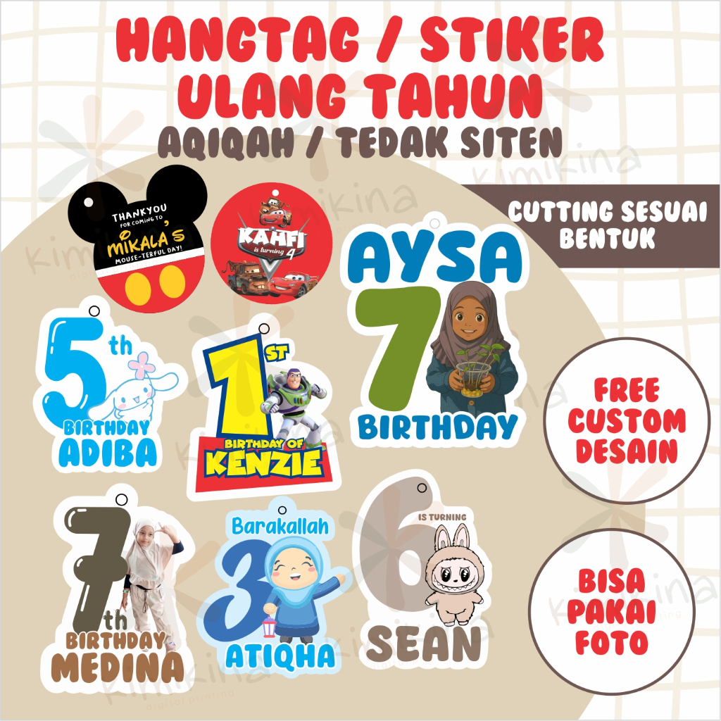 

HANGTAG STIKER ULANG TAHUN CUSTOM / ULTAH / BIRTHDAY / AQIQAH / TEDAK SITEN / LABEL HAMPERS / HANGTAG HAMPERS/ CUSTOM