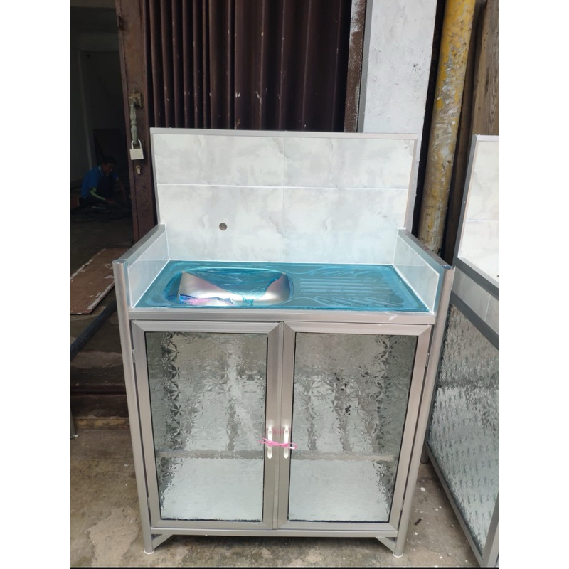 RAK LEMARI WASTAFEL CUCI PIRING ALUMINIUM KACA [ BATAM ]