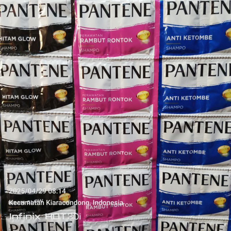 Shampo Sampo PANTENE Warna Hitam, Pink, Biru / 1 Renceng Isi 12 Sachet