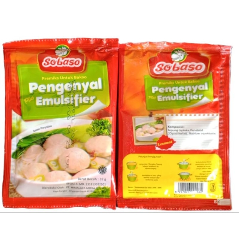 

Pengenyal plus emulsifier bakso Sobaso 32 gr 1 pack (isi 20 pcs)