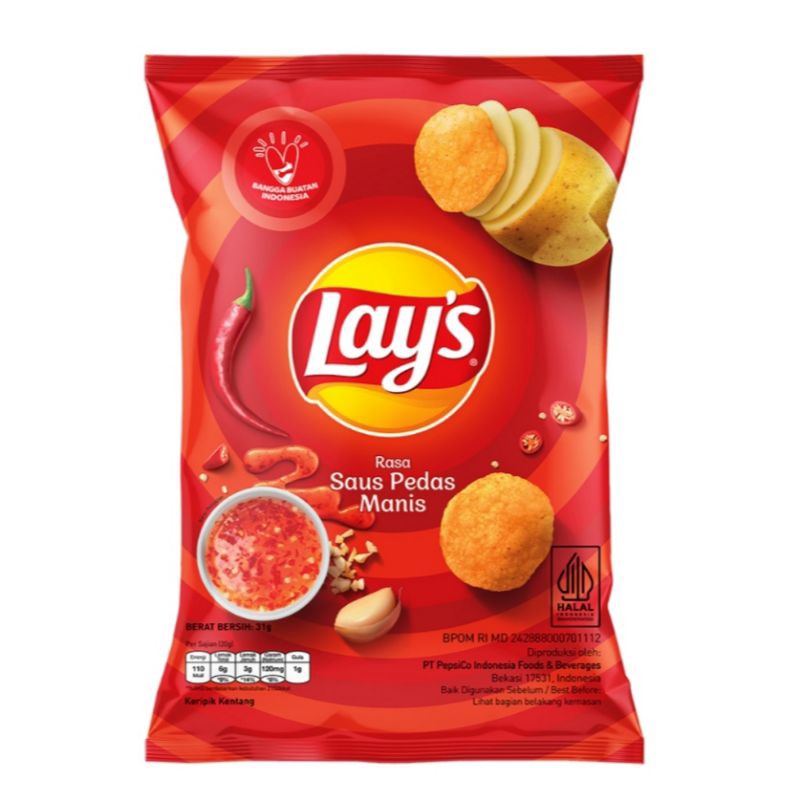

Lay's Keripik Kentang 31gr / Saus Pedas Manis / Rumput Laut