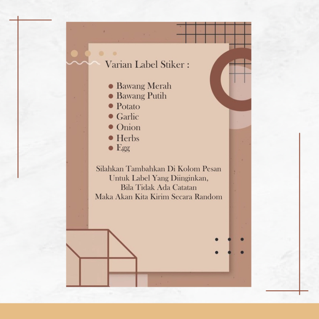 

B Smile Group - Stiker Label Produk Rak Bawang