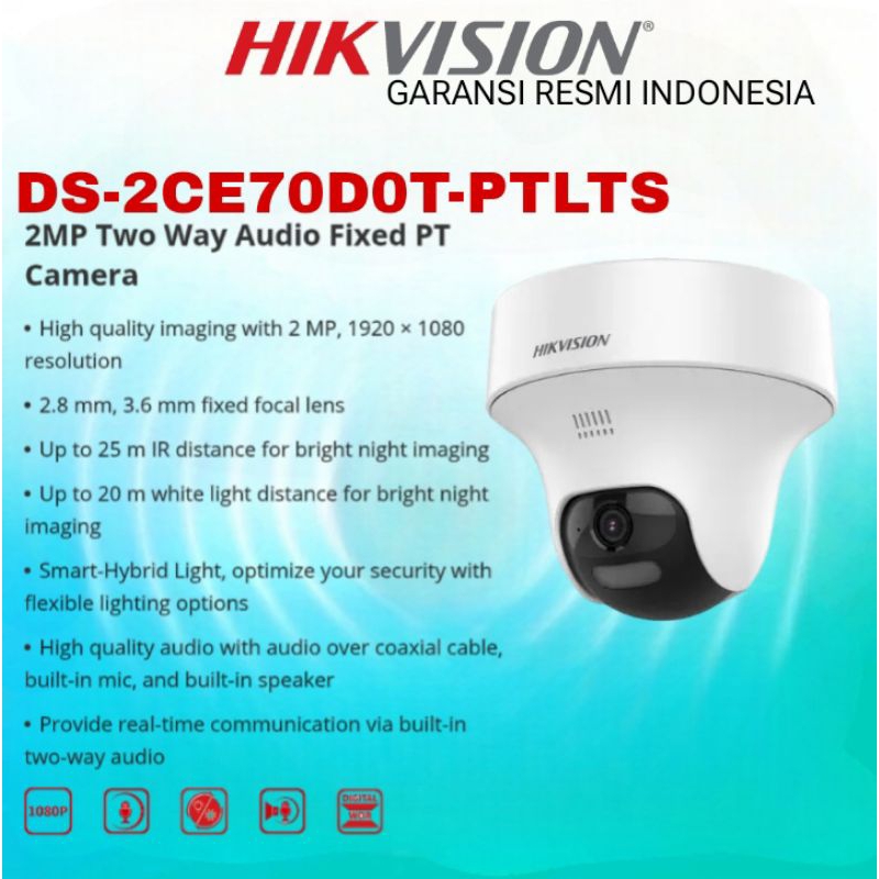 HIKvision DS-2CE70D0T-PTLTS 2MP Two Way Audio Fixed PT Camera
