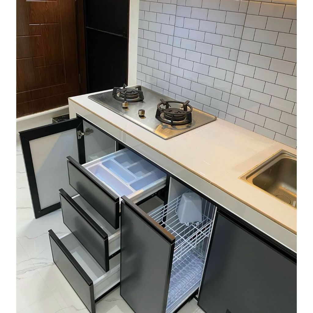 kitchen set aluminium pekanbaru per meter atas bawah
