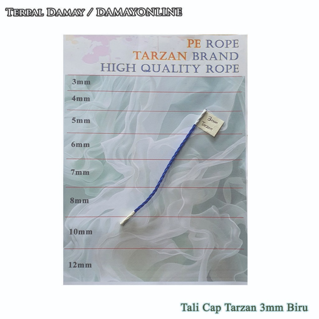 

Tali Tambang PE Cap Tarzan 3mm Biru / Meter ( Harga Per Meter )