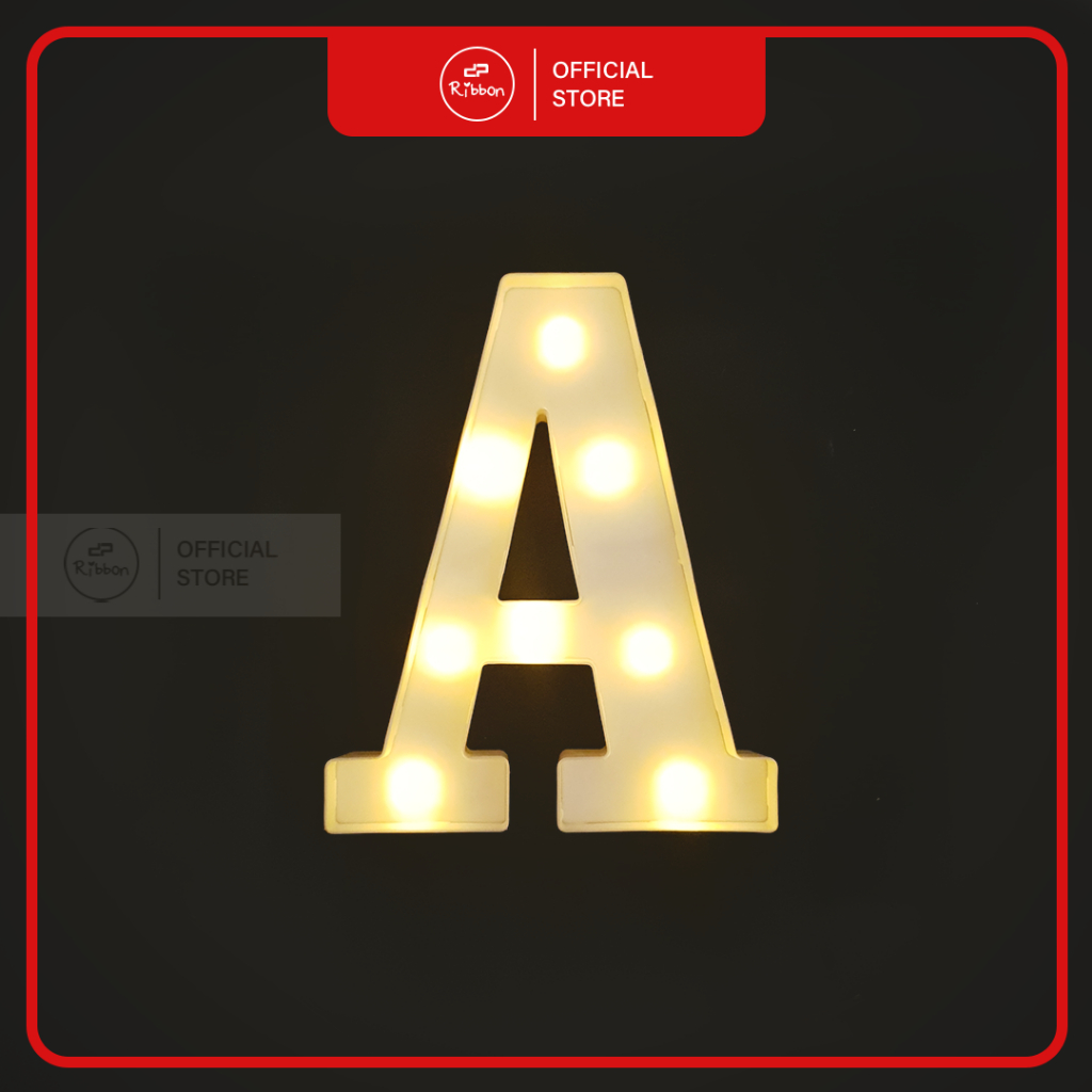 Deparcel Ribbon Lampu LED 3D Huruf Angka Ukuran 22 Cm Abjad Dekorasi Ulang Tahun Hiasan Dinding Kebu