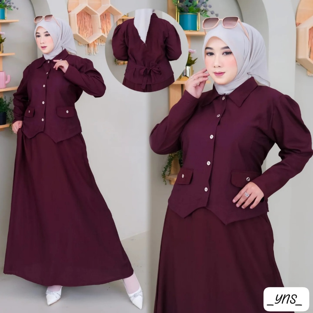 [YS Fashion] Lula Set Baju Wanita Terbaru 2025 Kekinian Viral Setelan / bahan Polo linen / One Set W