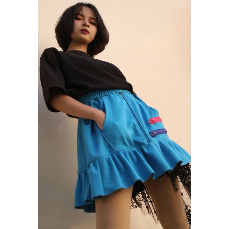 Blue Short Skirt Rok Pendek Biru ReWork Sustainable Fashion