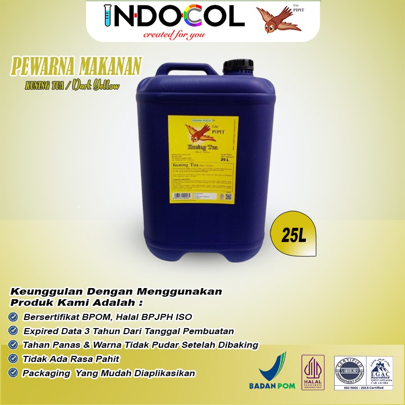 

PEWARNA CAIR MAKANAN KUNING TUA CAP PIPIT (25 LITER)
