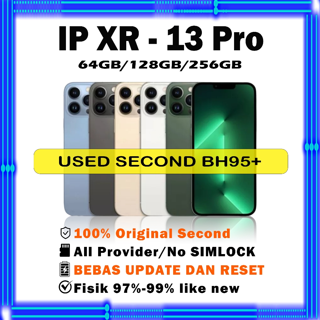 IPHONE 13 PRO Second Original 256GB 128GB 64GB Mulus Fullset EX INTER/iPhone XR GANTI HOUSING