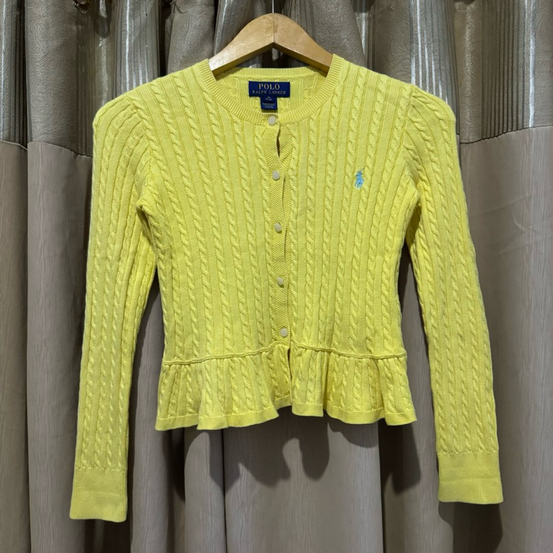 Polo Ralpb Lauren Cardigan Cable Yellow Preloved