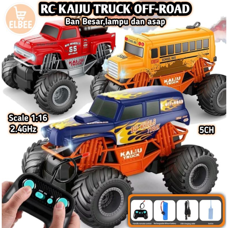 Elbee - RC Buggy Monster Off-Road Big Wheel Mainan mobil truk, mobil pickup,mobil bus sekolah ban be