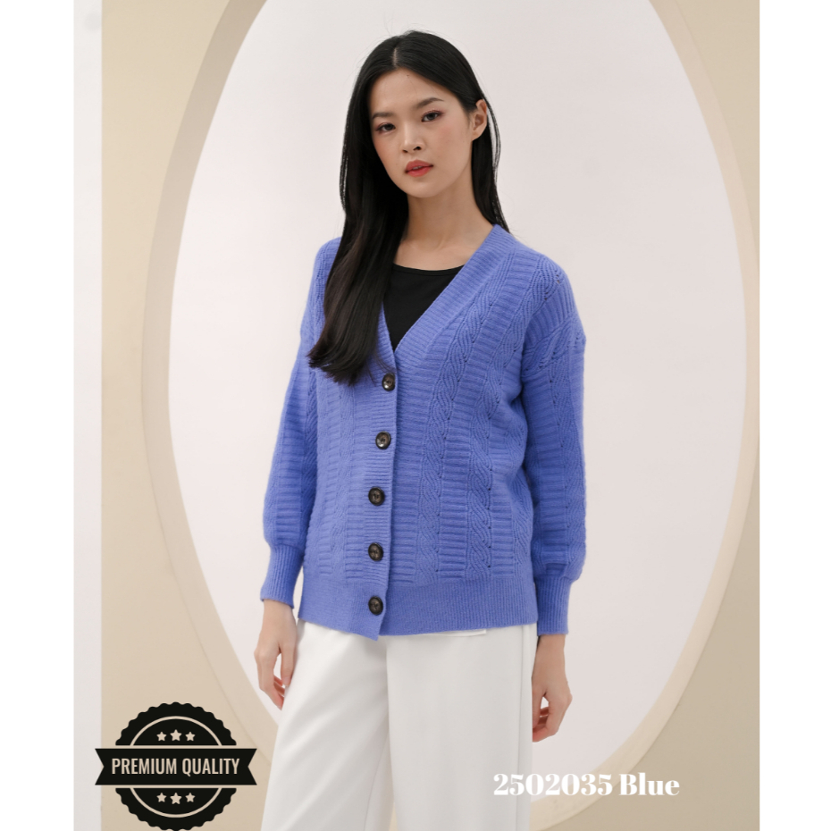Cammomile 2502035 AF v22 Cardigan korea Style tebal kancing 5 rajutan knitwear lengan panjang