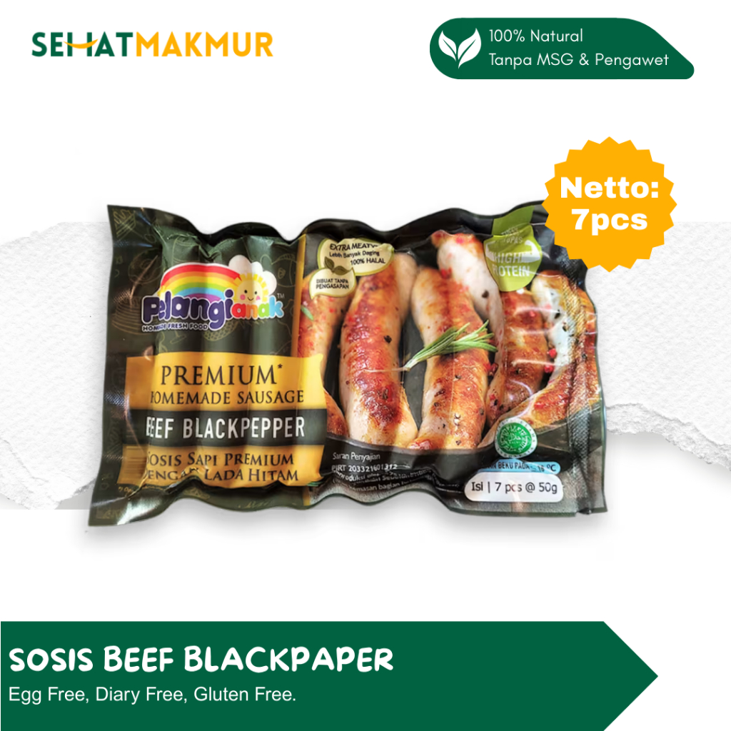 

Pelangi Healthy Frozen Food - Sosis Beef Blackpaper (Sosis Sehat Tanpa MSG, Pengawet dan Gluten)