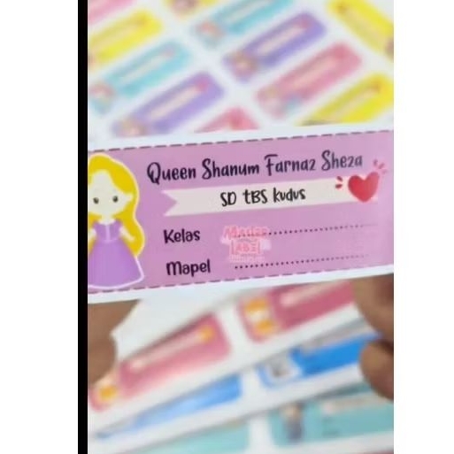 Print Cetak Stiker Nama Buku Sekolah Custom Stiker Label Nama Stiker Mata pelajaran Stiker Mapel