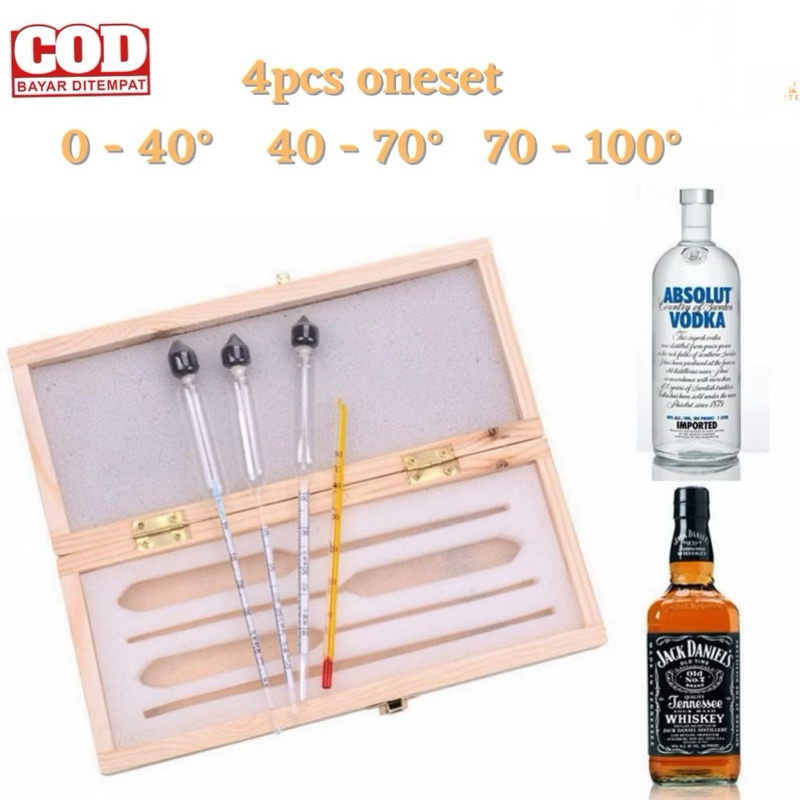 Hydrometer Alkohol meter Set alkohol Meter Concentration Meter+Thermometer 4pcs oneset