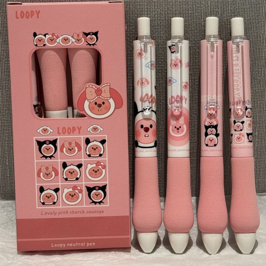 

Ay00! [doodledreams] Pulpen Gel Karakter Loppy 1 SET ISI 4 PCS / Pen Tinta Hitam / Alat Tulis