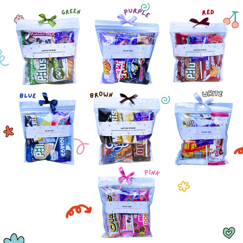 

MINI GIFT SNACK | HAMPERS SNACK | FREEBIES SNACK | BINGKISAN SNACK | CUSTOM TULISAN | SNACK ULANG TAHUN ANAK