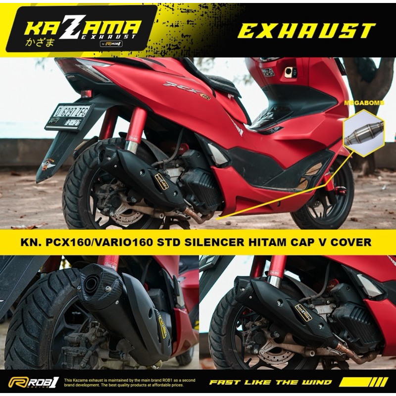 knalpot rob1 pcx 160 vario160 standar racing original kazama