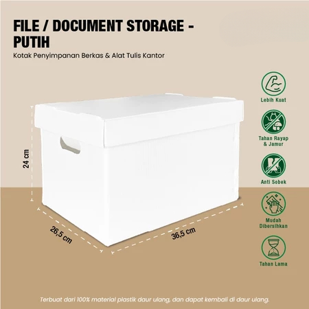 storage box arsip warna putih kardus dokumen jumbo box file kantor tutup pisah ukuran 36,5x26,5x24 c